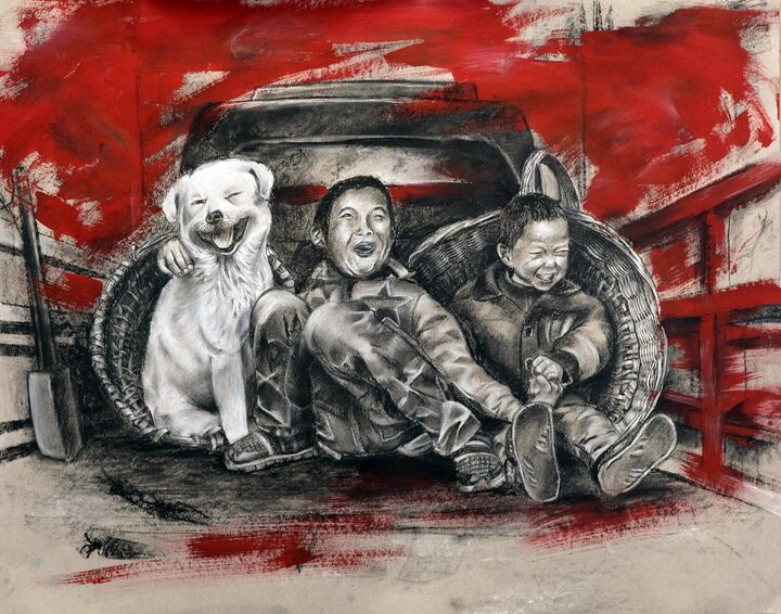 In Your Arms, Charcoal and acrylic