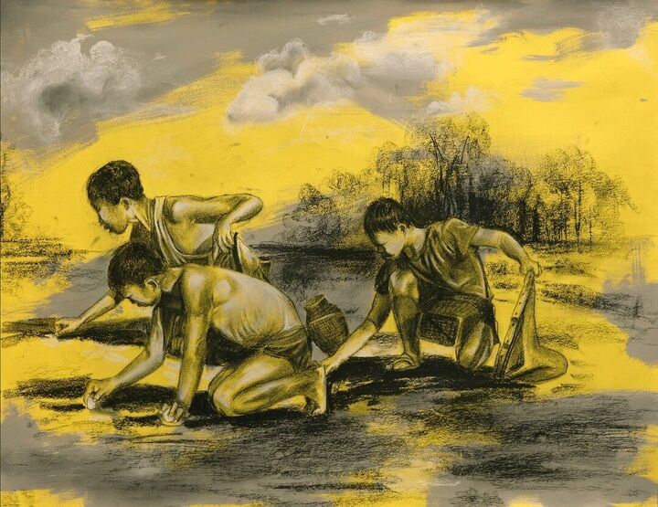 The Ground Scrappers, Charcoal and acrylic