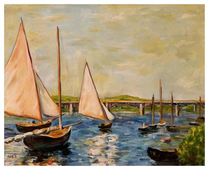 After Caillebotte’s Voiliers à Argenteuil, Oil