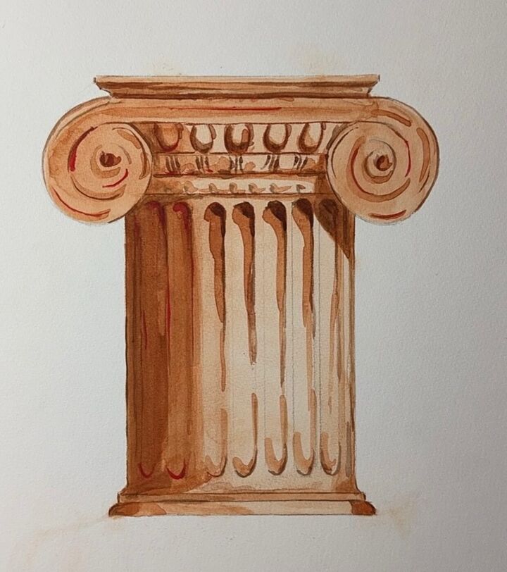 Ionic capital, Watercolor